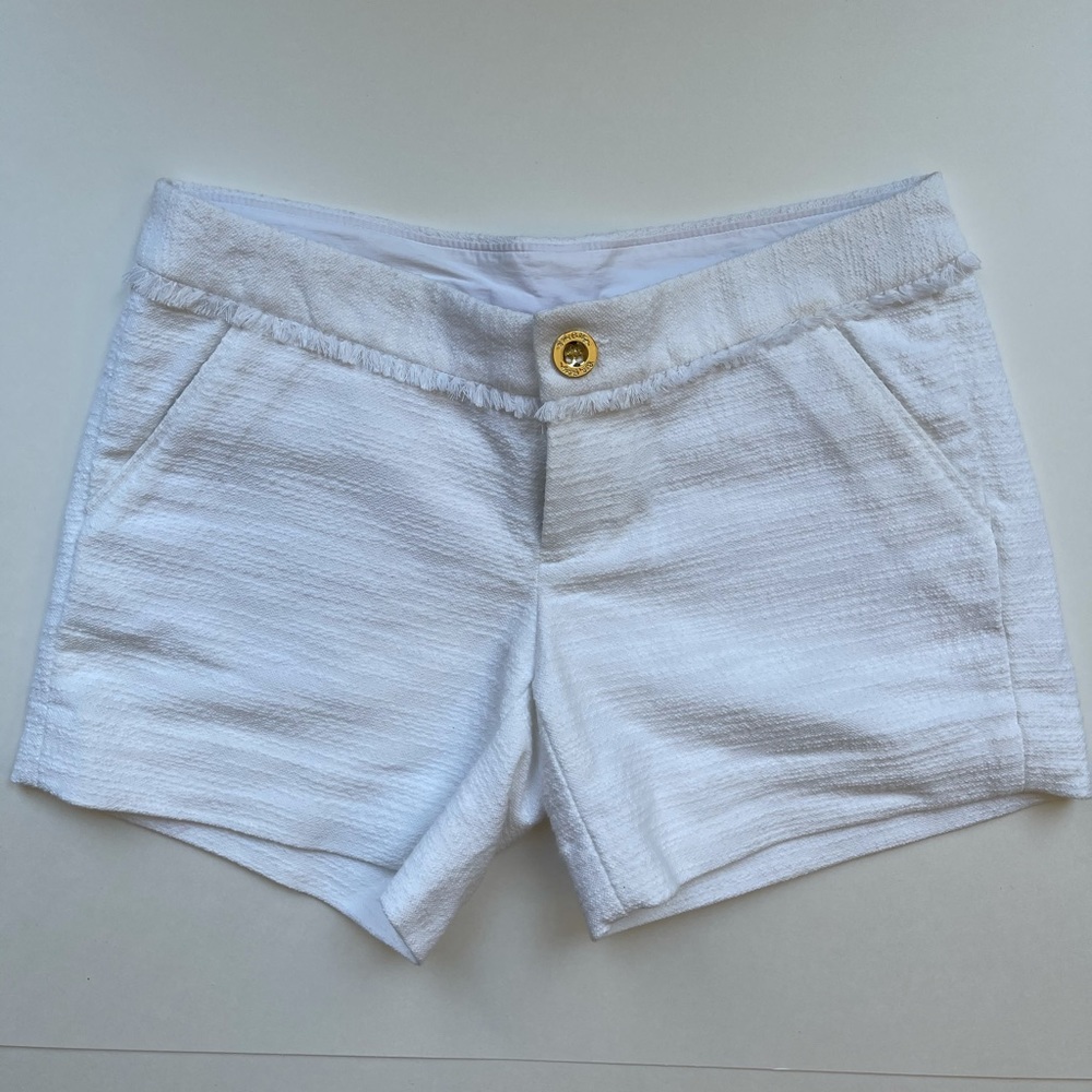 🎉HOST PICK🎉 Lilly Pulitzer white cotton/tweed/fringe shorts - Picture 1 of 14